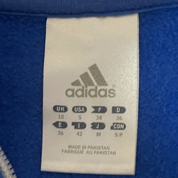 Adidas Womens Blue Full Zip Hoodie Sweatshirt Logo‎ Pocket Athleisure Size S - Picture 3 of 8